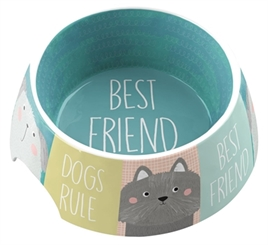 Voerbak Best Friends Forever Melamine Multi 18X18X7 CM 590 ML